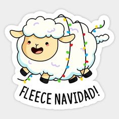 a sticker that says fleece navidad with an image of a sheep