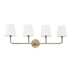 Capital Lighting - 119341AD-674 - Four Light Vanity - Dawson - Aged Brass Wide Bathroom, Capital Lighting Fixture, Steel Lighting, Lighting Showroom, Capital Lighting, Cool Floor Lamps, Light Vanity, Bath Vanity Lighting, Lighting Store