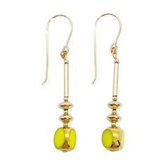 The earrings each consist of 1 bright and beautiful opaque Chartreuse window glass beads. The German vintage glass beads that are framed with 24K gold along with gold filled metal beads and wires. The vintage German glass beads were hand pressed during the 1920s- 1960s. They are no longer in production and are now considered rare and collectible. *Our jewelry have maximum protection for anti-tarnish and is made for extended wear. Bright And Beautiful, Window Glass, Beads And Wire, Metal Beads, Glass Window, Jewelry Earrings Dangle, Gold Filled, Glass Beads, Dangle Earrings