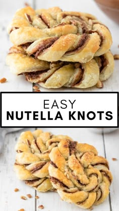 Nutella Knots are the perfect way to start your day. Puff pastry is filled with chocolate and hazelnuts formed into beautiful dough knots, then baked until golden brown in this easy pastry recipe! Dough Knots, Breakfast Puff Pastry, Sweet Puff Pastry Recipes, Sweet Puff Pastry, Easy Pastry, Nutella Puff Pastry, Easy Pastry Recipes, Nutella Recipes Easy, Christmas Pastries