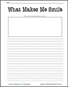 what makes me smile worksheet for students to practice their handwriting and writing skills