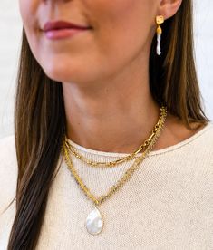 Expertly crafted to elevate your look, this mixed link chain necklace is the perfect layering piece, featuring contrasting chains that bring a contemporary touch to this look. Layer this chain with other necklaces and look polished and effortlessly put together. Truly perfect all by itself or layered with other lengths and textures to create your statement look. Length: 18-21” Can be worn alone or layered with other necklaces The chain is 14K gold plated over brass with a burnished finish All me