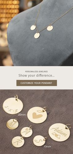 You can customize your 14K Gold Disk Pendant, Letter Disk Necklace. It is very good gift idea, because you can engrave 14k disk pendant Customizable 14k Gold Necklaces For Anniversary Gift, Classic Customizable Jewelry For Personalized Gifts, Customizable 14k Gold Necklace As A Gift, Customizable Yellow Gold Necklace For Anniversary, Personalized 14k Gold Meaningful Jewelry, Customizable Rose Gold Round Pendant, Customizable Rose Gold Round Pendant Jewelry, Customizable 14k Rose Gold Jewelry, Customized 14k Gold Jewelry Gift