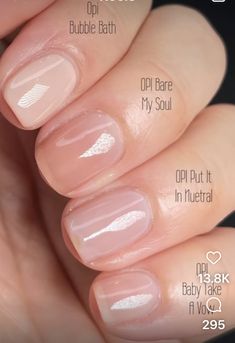 Regular Nail Polish French Tips, Elle Nail Polish, Milk Bottle Manicure Color, Nail Polish For Natural Nails, Wedding Nail Colors Bridesmaid, Clear Polish Pedicure, Honeymoon Pedicure Ideas, Pale Neutral Nails, S S Nails