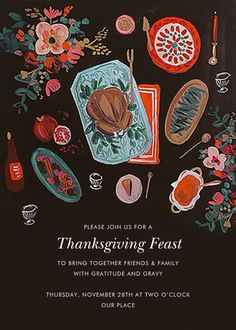 a thanksgiving feast with turkey and other foods