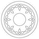 an image of a circle with leaves on the center and bottom, outlined in black ink