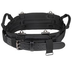 a black belt with metal buckles on it