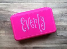 Head back to school in style with this adorable personalized pencil box! Your child will use his or her pencil box daily at school, why not make it something that will make them smile every day! ------------------------------------------------PRODUCT DESCRIPTION:- Pencil box measures 8" long x 5" wide x 2" tall. - Choose from solid colors or opaque glitter pencil boxes- Personalize with a name in your choice of font and color! - Due to the customized nature of this item, I cannot accept returns. Pencil Box Design, Personalized Pencil Boxes, School Supply Box, Plastic Pencil Box, Kids School Supplies, Personalized Pencils, School Pencils, Crayon Box, School Supply