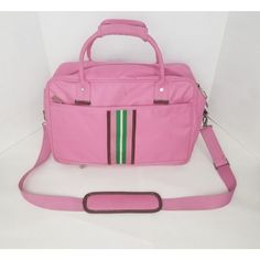 Vintage Tommy Hilfiger Weekender Bag Pink Green Stripe Duffel Carry On Luggage. Very Gently Pre-Owned Condition Tommy Hilfiger Bags, Bags Vintage, Vintage Tommy Hilfiger, Carry On Luggage, Green Stripes, Weekender Bag, Pink Bag, Travel Bags, Pink And Green