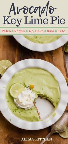 avocado key lime pie on a wooden table