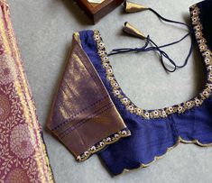 Tissue Silk Saree Blouse Designs Latest, Blue Pattu Blouse Designs, Crape Saree Blouse Designs, Broket Blouse Design, Blue Blouse Designs, Silk Saree Blouse Designs Patterns, Netted Blouse Designs, Blouse Designs High Neck, Latest Bridal Blouse Designs