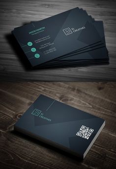 two sided business card mockup with qr code on the front and bottom side