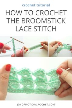 Have you ever wanted to learn how to crochet lace? Broomstick Lace Stitch is a beautiful and textured crochet stitch pattern that can be used for many types of projects. Whether it's crochet wrist warmers, a crochet hat, crochet headband, or other yarn item, the broomstick lace crochet adds eye-appeal. This crochet stitch tutorial will walk you through step by step, with pictures, video & written descriptions. Try the crochet stitch today & find a crochet project to use it in later. Broomstick Lace Crochet, Crochet Wrist Warmers, Broomstick Lace