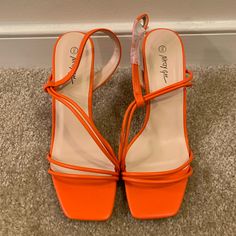 Orange Sandal Heels Fluffy Heels, White Strappy Heels, Black Strap Heels, Transparent Heels, Fringe Heels, Tie Up Heels, Black Strappy Heels, Lace Heels, Square Toe Heels