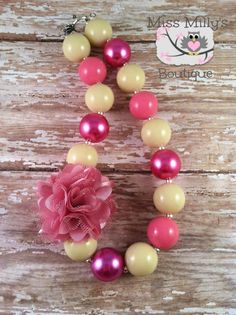 Dusty Rose Girls Chunky Gumball Necklace by MissMillysBoutique, $18.00 Rose Girl, Necklace Ideas, Ribbon Necklace