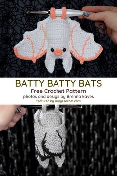 crochet bat pattern with text that says, free crochet bat pattern