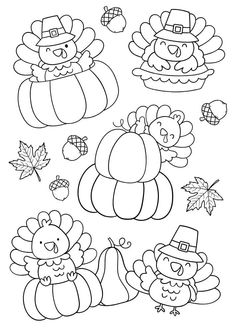 thanksgiving coloring pages with turkeys and pumpkins