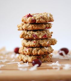 cranberry oatmeal cookies stacked on top of each other