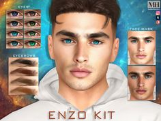 Handsome face with soft stubble in 6 skin color variations - HQ Compatible.

Manly brows in 13 colors - HQ Compatible.

Galaxy eyes for males and females in 16 colors - HQ Compatible. Galaxy Eyes, Eyebrows