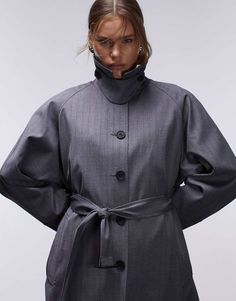 Coats & Jackets by Topshop Welcome to the next phase of Topshop Notch collar Button placket Belted waist Side pockets Relaxed fit Notch Collar, Wardrobe Basics, Global Fashion, Shirt Collar, Charcoal Grey, Trench Coat, Latest Trends, Asos, Topshop