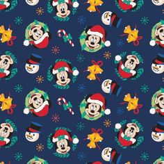 mickey mouse christmas wallpaper with santa hats and snowmen on blue background for the holiday season