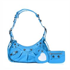 Brand New With Tags 100% Authentic Balenciaga Le Cagole Shoulder Bag Xs Arena Lambskin Leather Turquoise Blue 2.50"W X 4.50"H X 9.75"L 15" Handle Drop Designer Light Blue Shoulder Bag For Daily Use, Designer Blue Shoulder Bag For Daily Use, Designer Blue Satchel Shoulder Bag, Designer Light Blue Shoulder Bag With Detachable Strap, Designer Blue Shoulder Bag With Removable Pouch, Luxury Light Blue Leather Shoulder Bag, Designer Soft Leather Blue Bags, Designer Blue Soft Leather Bags, Designer Blue Soft Leather Shoulder Bag