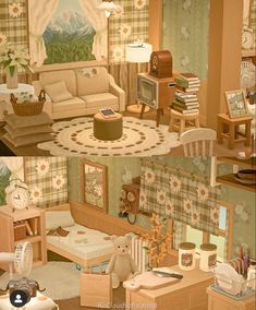 the interior of a dollhouse with furniture and decor