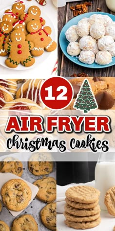 twelve air fryer christmas cookies with text overlay