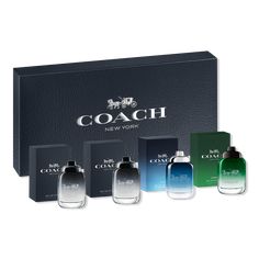 Coach Men's Mini Coffret Set - COACH MEN'S MINI SETFragrance FamilyWoodyScent TypeFougere WoodyKey NotesTop - Pear Nashi & BergamotMiddle - Cardamom & CorianderBase - Vetiver & Suede - Coach Men's Mini Coffret Set Basket For Boyfriend, Coach Fragrance, Baskets For Men, Gift Baskets For Men, Coach Men, Men's Fragrance, Fragrance Set, Miniature Gift, Coach Gifts