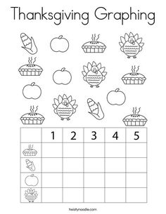 the thanksgiving graphing worksheet for kids to practice their numbers and counting skills