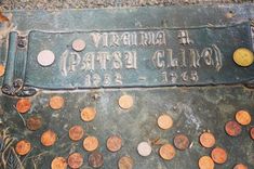 there is a plaque with coins on it