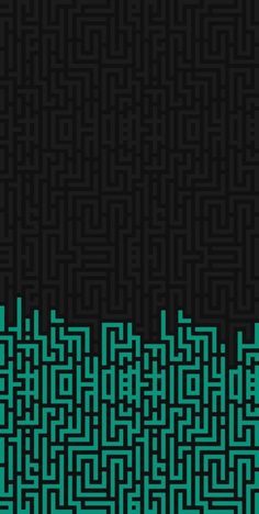 a black and green background with an abstract pattern in the shape of mazes on it