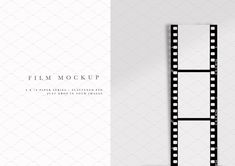 a film strip with the words film mock up on it and an empty white background