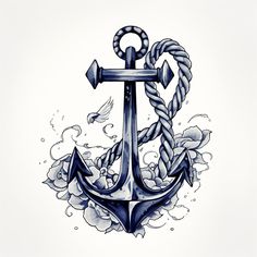 an anchor and rope tattoo design