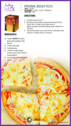 an advertisement for personal biscuit pizza with instructions to make it look like they are sliced into four slices