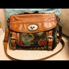 Gorgeous Maddox By Fossil. Crossbody Strap. Tapestry And Leather. Great Condition Except For A Small Smudge On The Bottom Leather (3rd Pic) Upper Corner. Only Used A Few Times. Price Is Firm. Brown Tapestry Bags With Adjustable Strap, Brown Tapestry Shoulder Bag With Leather Handles, Brown Tapestry Shoulder Bag With Detachable Strap, Brown Tapestry Satchel Shoulder Bag, Brown Tapestry Bag With Detachable Strap, Brown Tapestry Satchel For Daily Use, Brown Tapestry Satchel For Travel, Brown Tapestry Satchel Bag, Brown Tapestry Travel Satchel