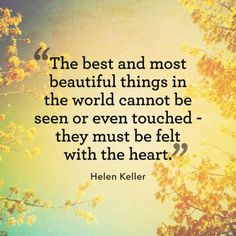 the best and most beautiful things in the world cannot be seen or even touched - they must be felt with the heart