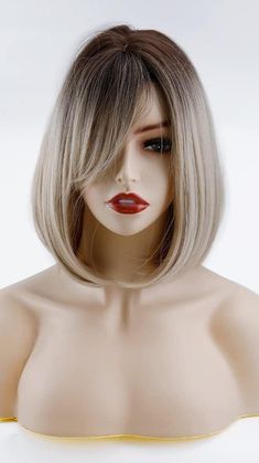 Blonde Wig With Bangs, Short Bob Hair, Straight Short Bob, Natural Fashion, Bangs For Women, Colored Wigs, Bob Hair, Brown To Blonde, Blonde Wig