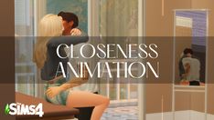 an animated image of a man and woman kissing in front of a mirror with the words, closedness animation