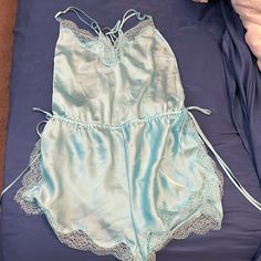 Nwt Victorias Secret One Piece Lingerie! Victoria's Secret Camisole For Loungewear, Victoria's Secret Blue Sleepwear For Night, Victoria's Secret Blue Sleepwear With Lace Trim, One Piece Lingerie, Women's Intimates, Blue Green, Victoria's Secret, Color Blue, Lingerie