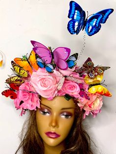 Listing is for one. Butterflies Theme Party, Butterflies Theme, Butterfly Headpiece, Butterfly Theme Party, Butterfly Crown, Head Crown, Handmade Headband, Party Headband, Butterfly Party