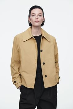 DETACHABLE-HOOD SHORT TRENCH COAT - BEIGE - Coats and Jackets - COS Belted Cape, Preppy Boys, Short Trench Coat, Mens Cardigan Sweater, Denim Sweater, Skirt Co Ord, Coats And Jackets, Detachable Hood, Denim Coat