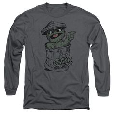 Officially Licensed Merchandise. Printed in the U.S.A. 100% Cotton Long Sleeve, Cozy, Casual and Loose-fitting. Design Will Not Fade, Crack or Peel After Multiple Washes. State of the Art Digitally Printed Clothing. Made to Order. Takes 2-5 Business Days to Make to Perfection. Oscar The Grouch, Clothing Aesthetic, Men's Long Sleeve T-shirt, Sesame Street, Long Sleeve Tee, Mens Tees, Dream Closet, Long Sleeve T Shirt, Long Sleeve Tshirt Men