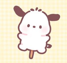 a cartoon sheep with an ice cream stick sticking out of it's back end