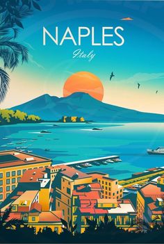 an image of a poster with the words naples on it's back ground