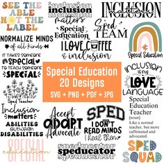 some type of lettering that is in different colors and sizes, with the words special education on