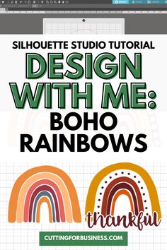 the silhouette studio logo with text that reads, design with me boho rainbows