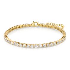 Just heavenly. Gorgeous tennis bracelet -Adjustable up to 9 inches -Gold plated Tennis Anklet, Tennis Design, Multiple Bracelets, Anklet Designs, Tennis Bracelet, Creative Expressions, 14kt Gold, 11 Inches, Wear It