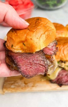 Deliciously tender steak sliders smothered in lemony, herby cowboy butter and layers of melty havarti cheese. Cowboy Butter Steak, Steak Sliders, Cowboy Butter, Restaurant Copycat Recipes, Batch Baking, Mignon Steak, Filet Mignon Steak, Restaurant Copycat, Butter Steak