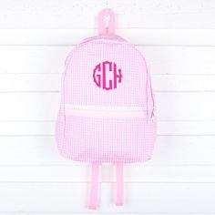 The cutest children's sized backpacks in a variety of sweet seersuckers, plaids and prints! Just perfect for that first day of school, camp and beyond! This item is not eligible for gift wrap. Small backpack measures 8.5" x 11"Medium backpack measures 11.5" x 15" The Medium size now comes with side pockets in all colors except Camo & Chambray! Maximum monogram width is 4 inch. Please note monogram sizing varies due to product size and monogram style. School Camp, Pink Seersucker, Medium Backpack, Kids Backpack, Pink Backpack, Pink Gingham, Monogram Styles, Small Backpack, Blue Gingham